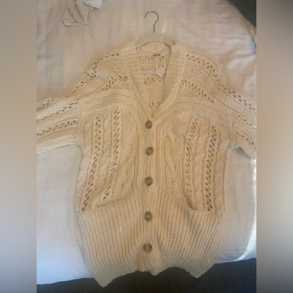Free People Knit Off-White Blush Sweater